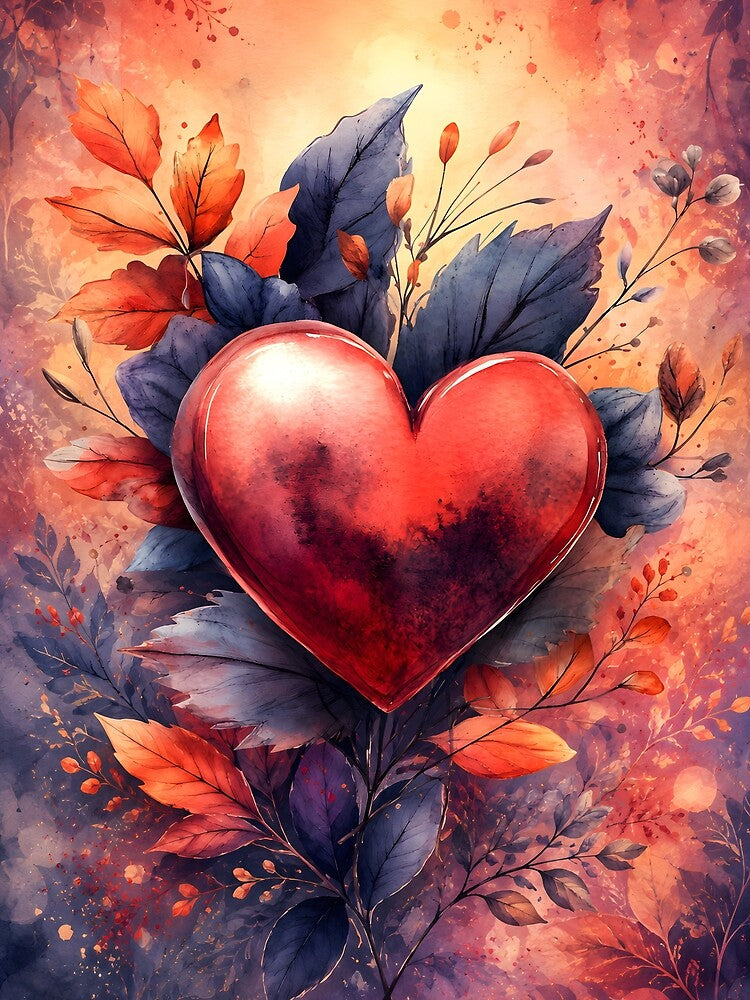 Hearts 40 - Heart of Autumn Watercolor Art by NikaNavi