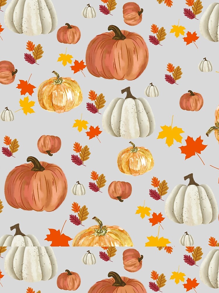 Fall Vibes Pumpkin and Autumn Leaves Pattern by hinajehan