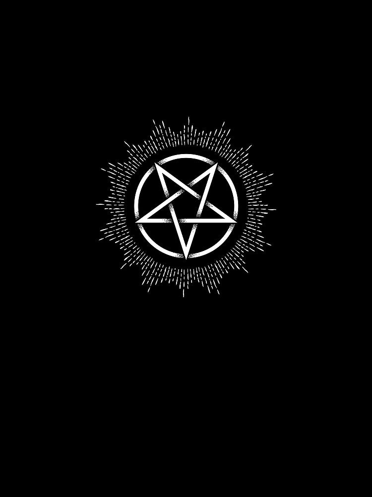black and white pentacle with light rays by Manitou Mercantile