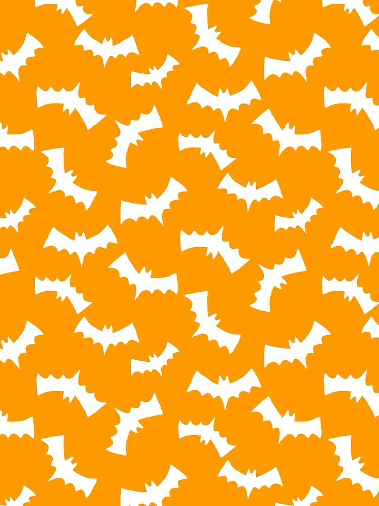 Flying Bat Halloween Pattern | Cute Spooky White & Orange Design 2026 by Christina_Denton