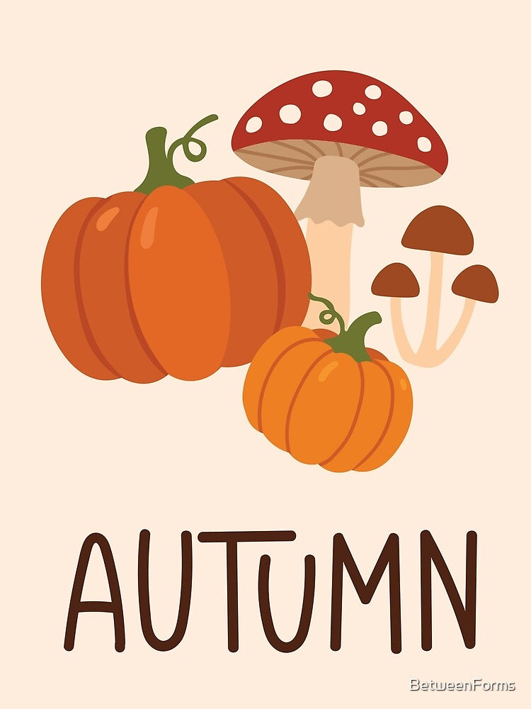 Cozy Autumn Pumpkin and Mushroom Harvest by BetweenForms