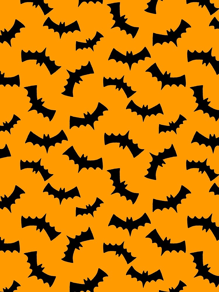 Flying Bat Halloween Pattern | Cute Spooky Orange & Black Design 2026 by Christina_Denton