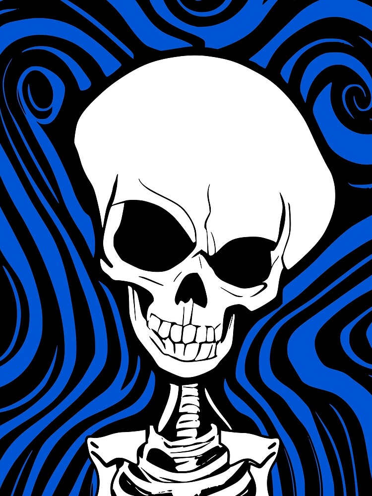 Halloween Grinning Skeleton with Blue Background by HalloweenThings