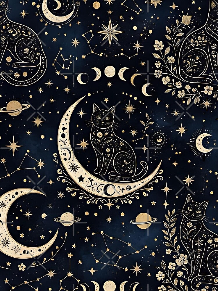 celestial cat moon and stars pattern by ArtDesignTp