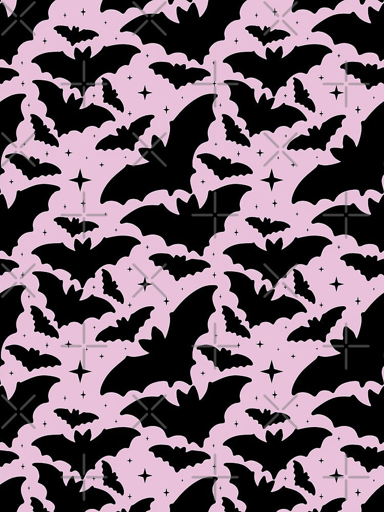 Pastel Goth Black Bats and Stars Pattern by OddsomeOddree