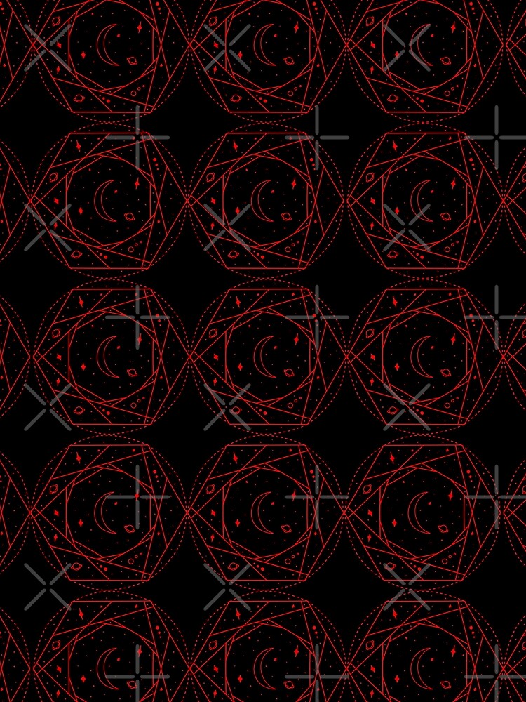 Geometric Red Moon And Stars by Tatt-Hooligans