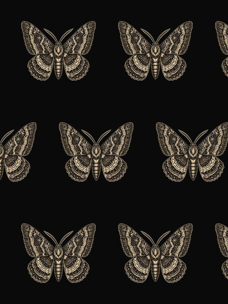 Vintage Moth Illustration Dark Aesthetic Pattern by TheNightsCrest