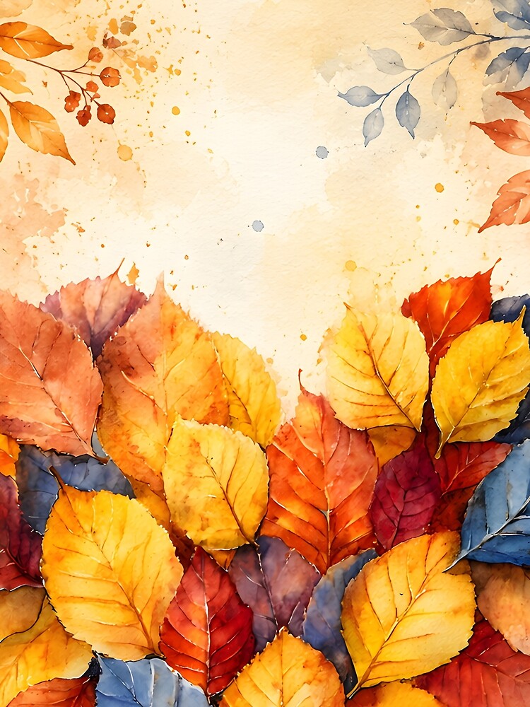 Hearts 47 - Colorful Autumn Leaf Heart Watercolor by NikaNavi