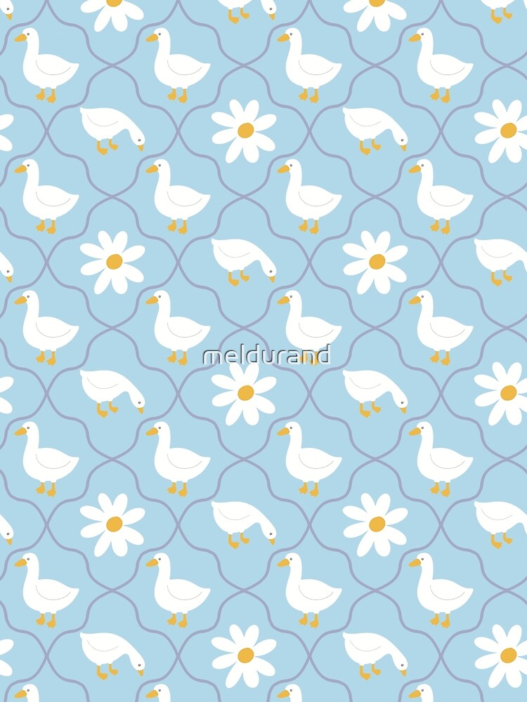 Country Vintage Goose Daisy - Pale Blue by meldurand