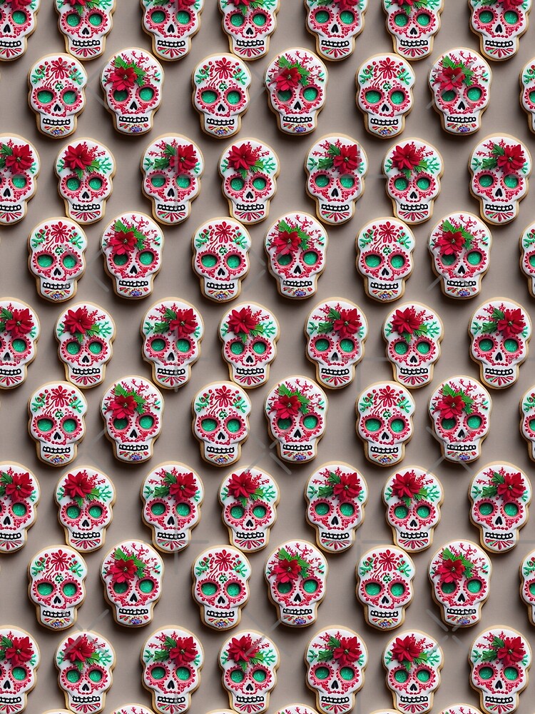 Sugar Skulls Poinsettia Cookies by cardinalhill