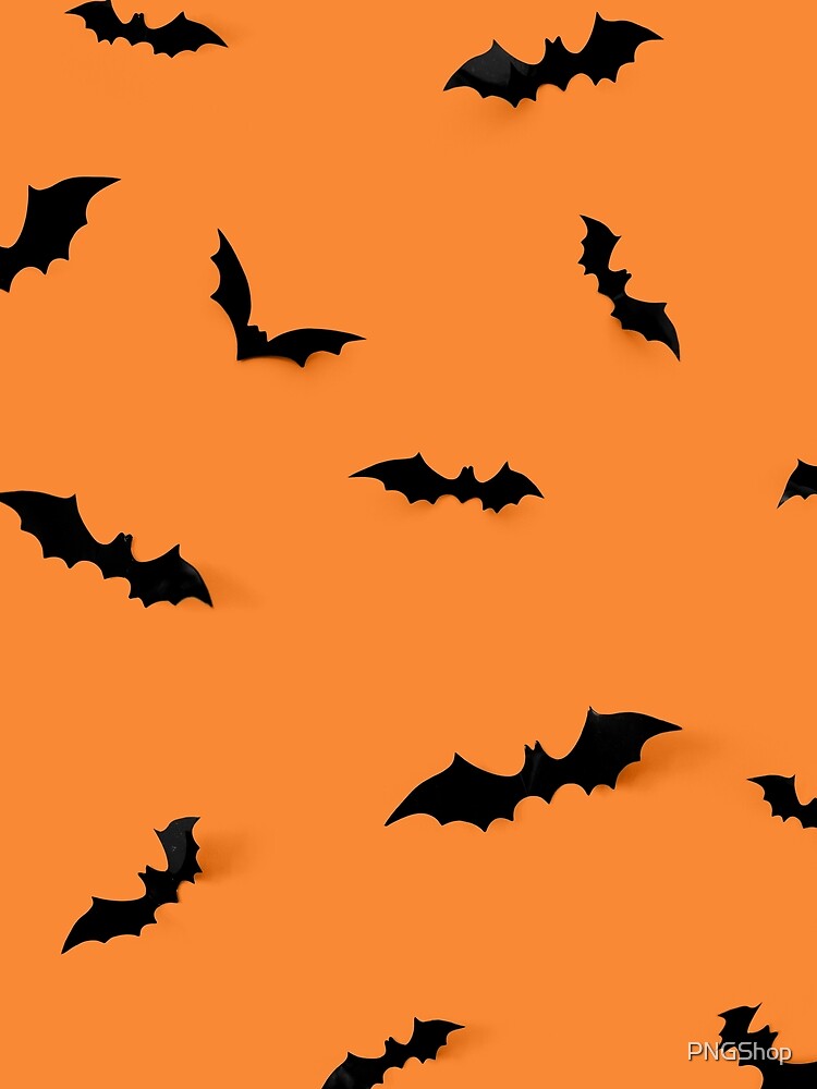 Halloween Bats On Orange Background Pattern Design by PNGShop