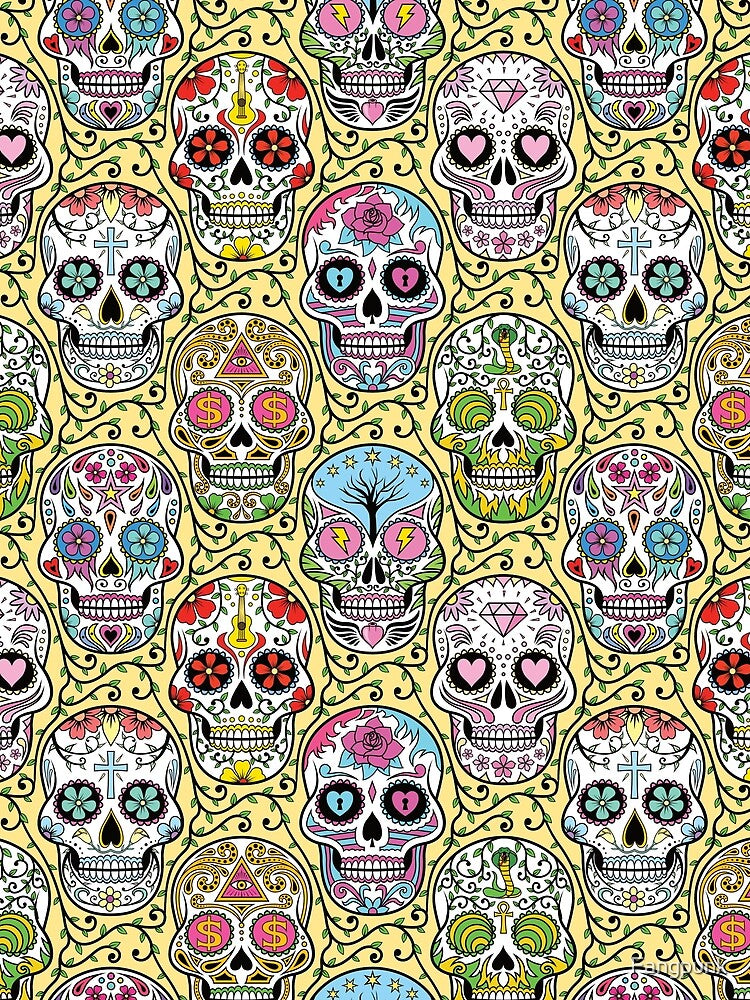 Sugar Skull Mexican Yellow by Fangpunk