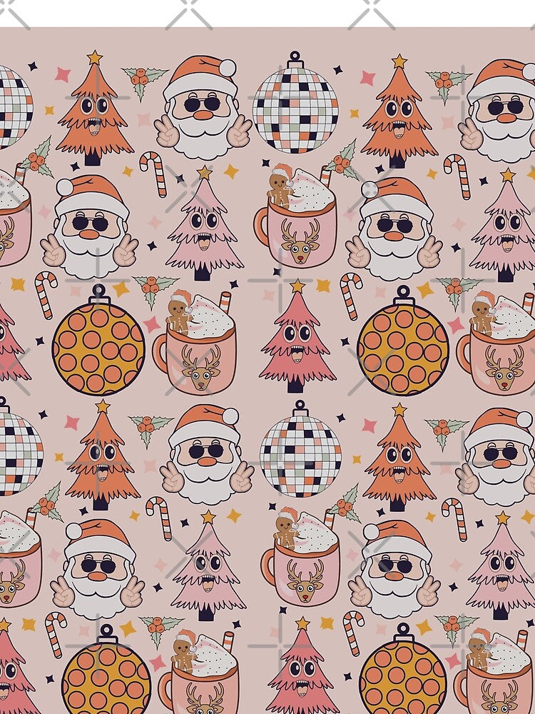 Cute Retro Pink Christmas Pattern by HappyLifeCreate