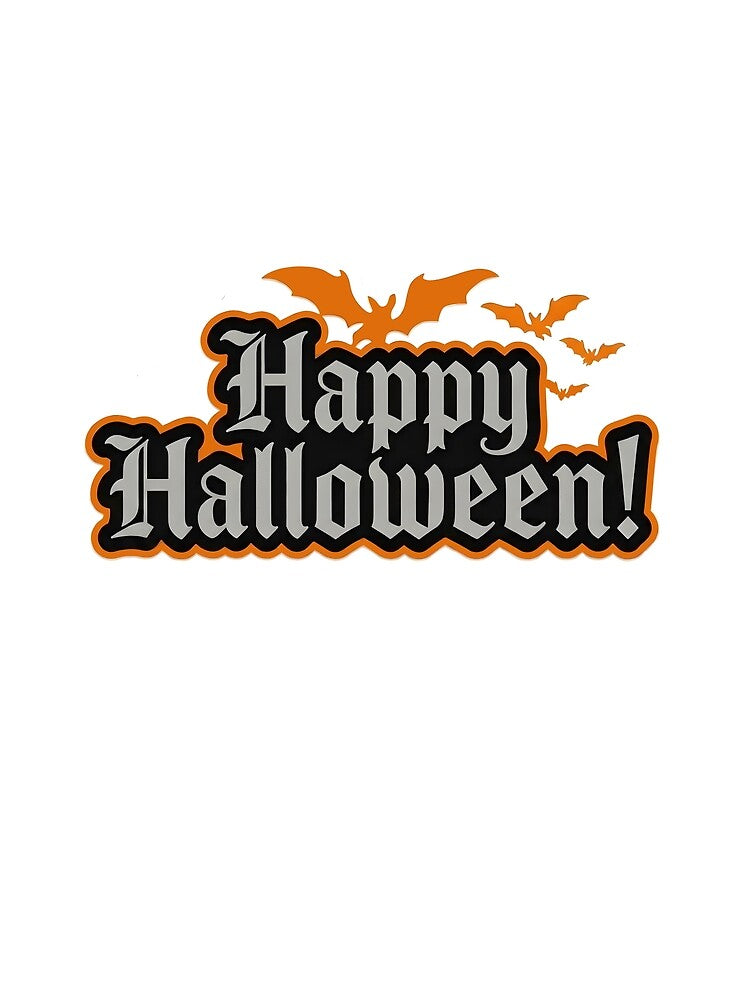 Happy Halloween Spooky Gothic Typography with Flying Bats by stylishsketcher