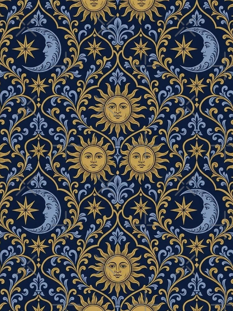 Celestial Damask Seamless Pattern | Vintage Celestial Toile Repeat by StickyGuys