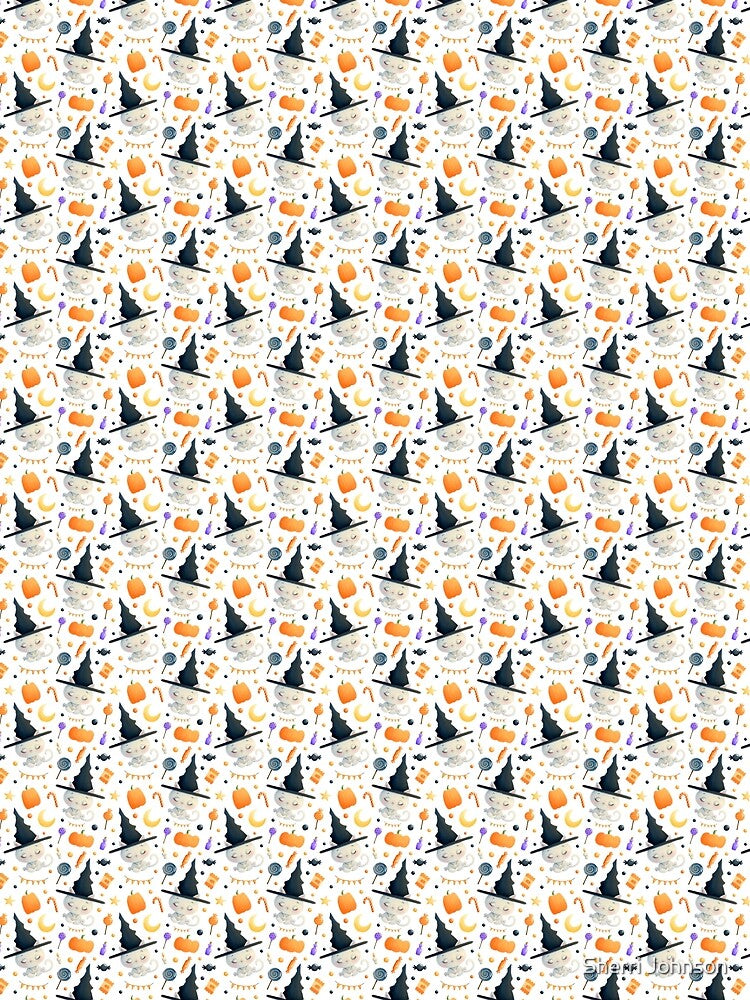 Cute Halloween Cat Print by sjohnson70