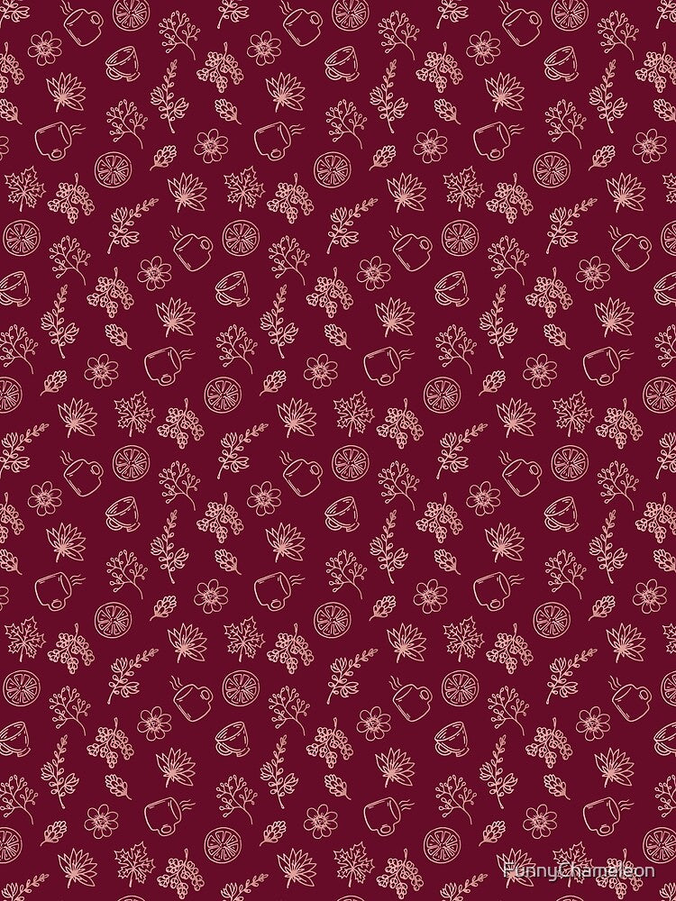 Red fall floral pattern in burgundy and light red by FunnyChameleon