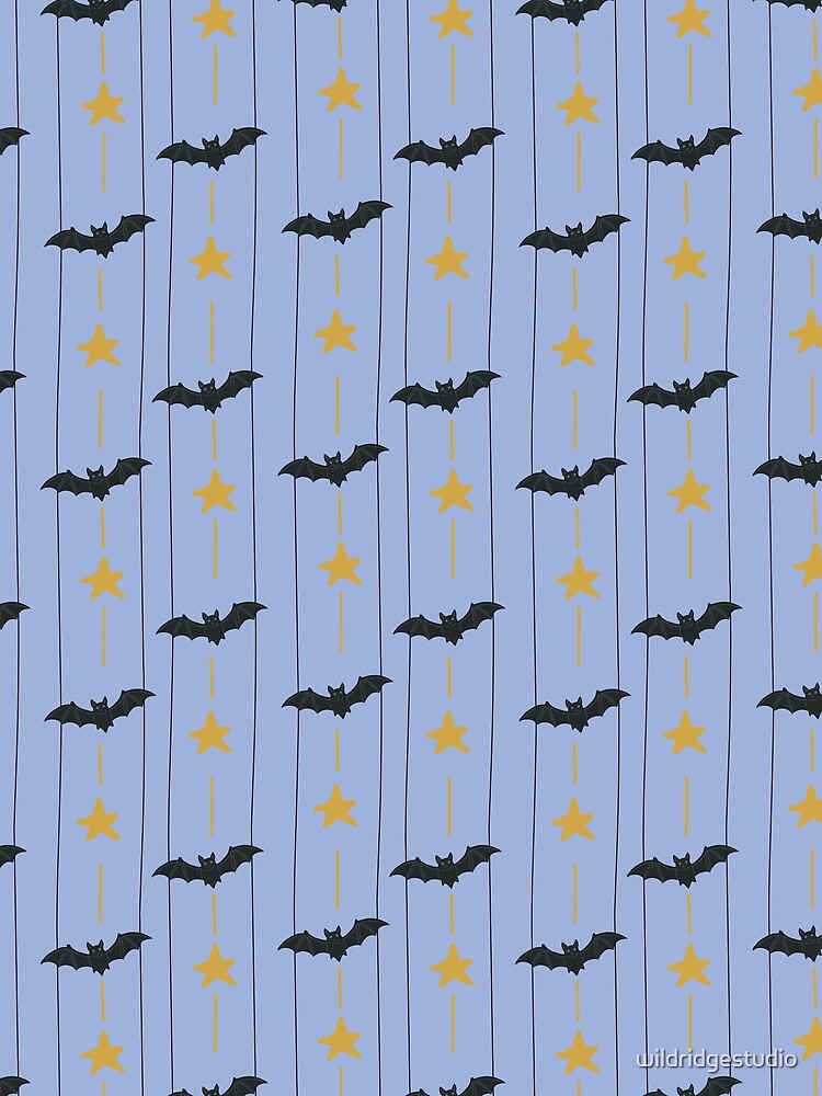 Cute Hanging Bats & Stars Pattern | Whimsical Halloween Design by wildridgestudio