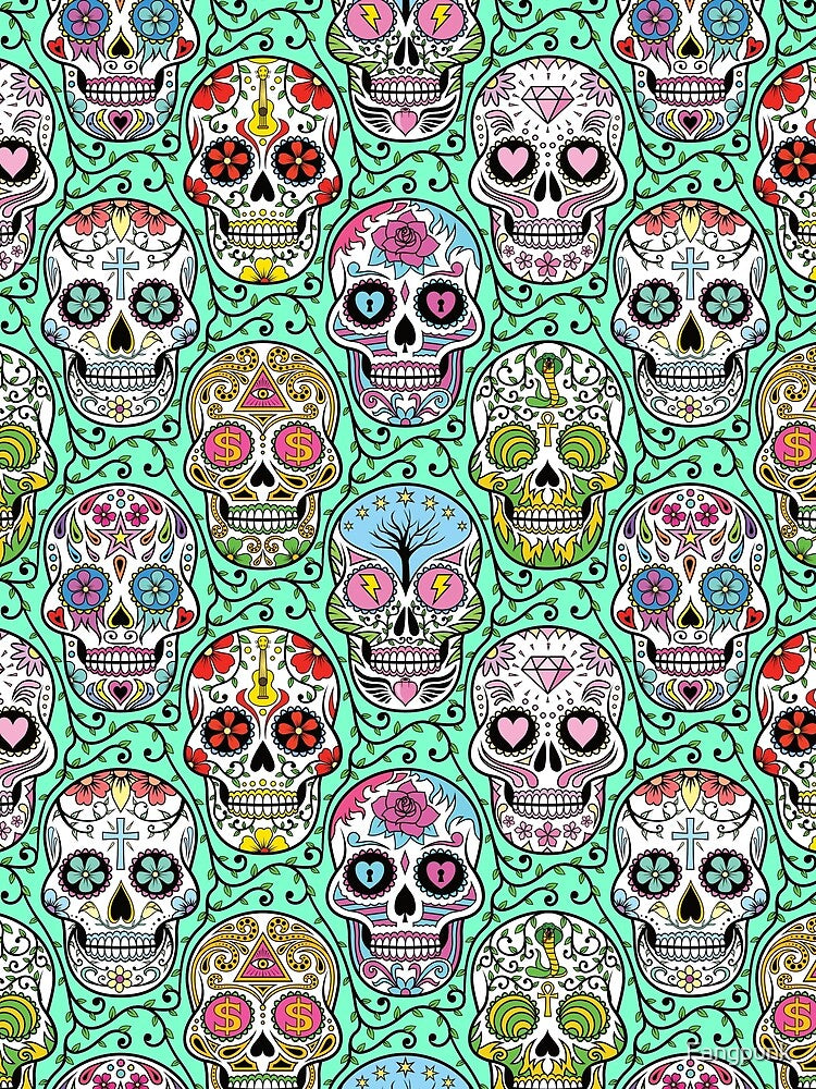 Sugar Skull Mexican Turquoise by Fangpunk
