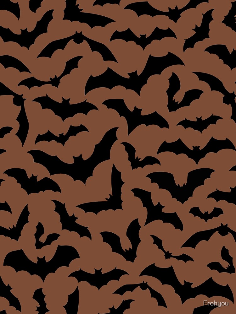 Vampire Flight at Dusk – Bold Spooky Bats Pattern | Brown by Frohyou