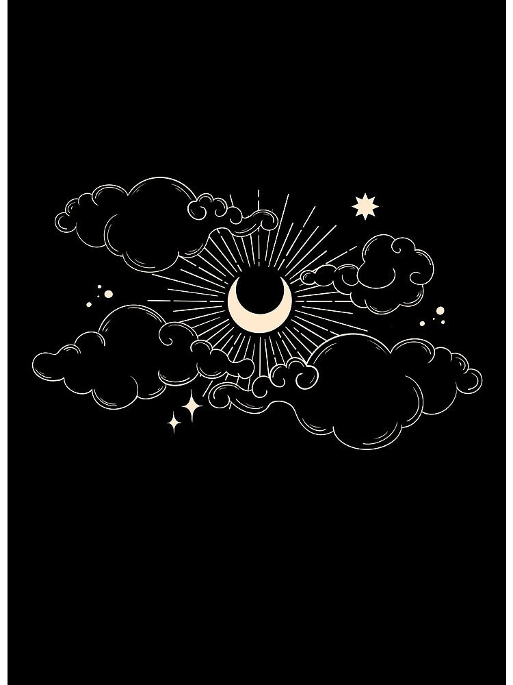 Cloudy Moon Print │Black by NelliNouveau