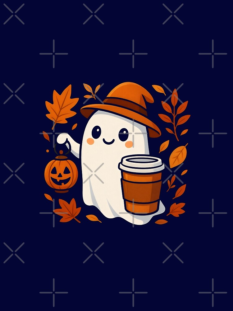 Cute Ghost With Coffee Fall Vibes by DemureArtsy