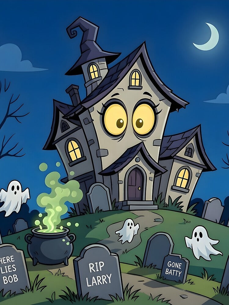 Funny Haunted House Cute Ghost Graveyard Halloween by Herodestroyer