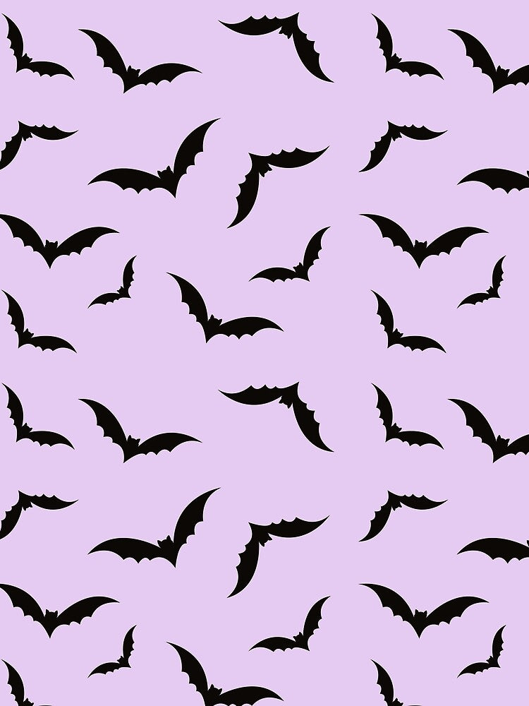 Black Bats with Purple Background by Lucy Ortiz Studio