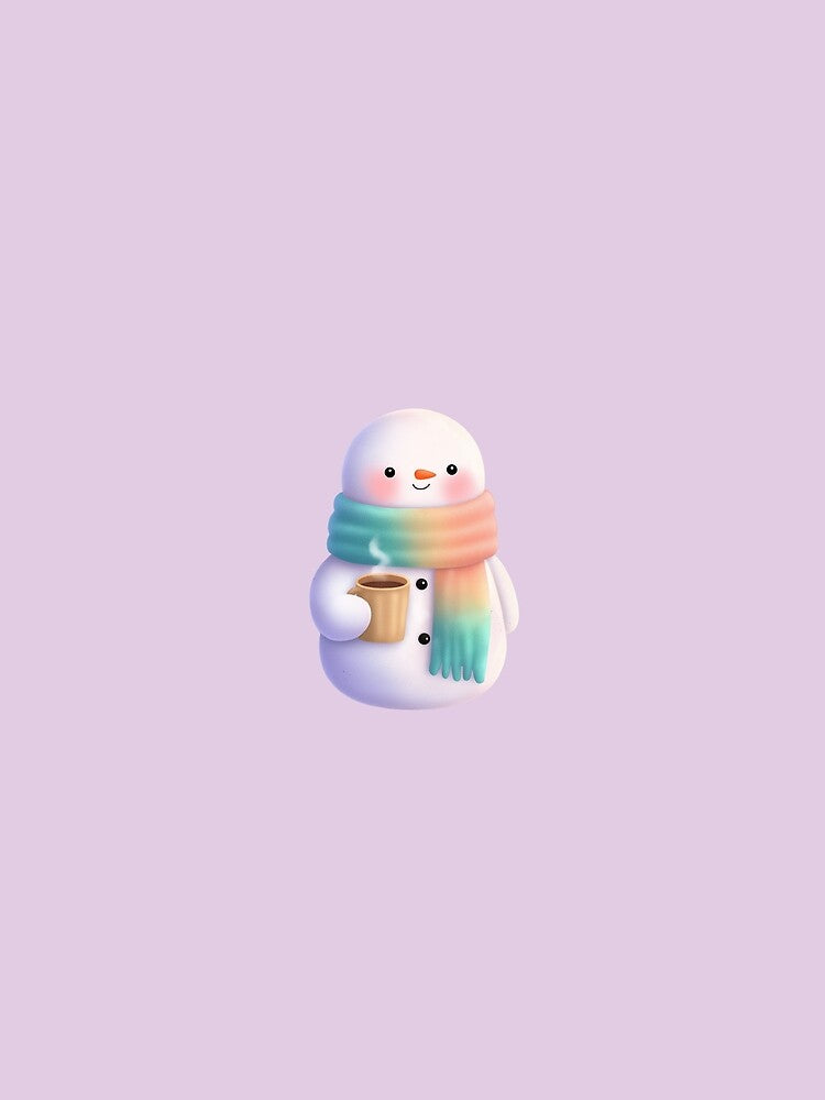 Cute Kawaii Snowman with Scarf and Hot Cocoa | Pastel Winter by Fernandink1