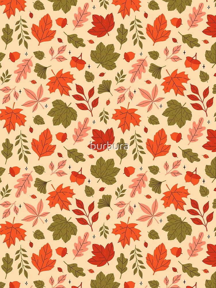 pattern with leaves and acorns by burbura