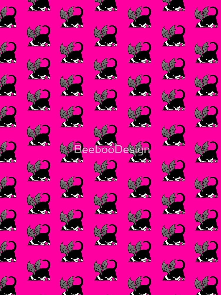 Cat Bat Halloween pink pattern by BeebooDesign