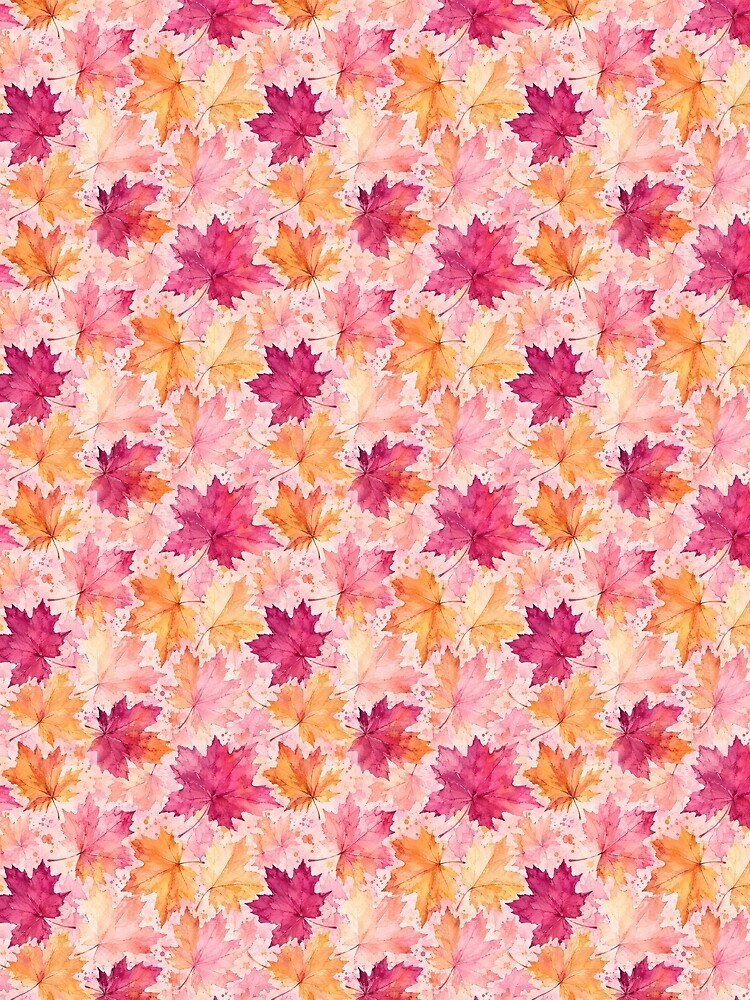 Watercolor Autumn Leaves Pattern | Pink Maple Print by Her-XP
