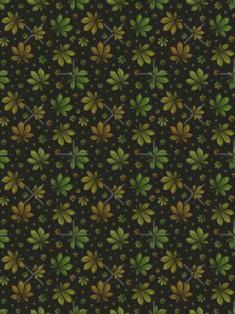 Pattern of colorful autumn leaves on a dark background by Cherevan