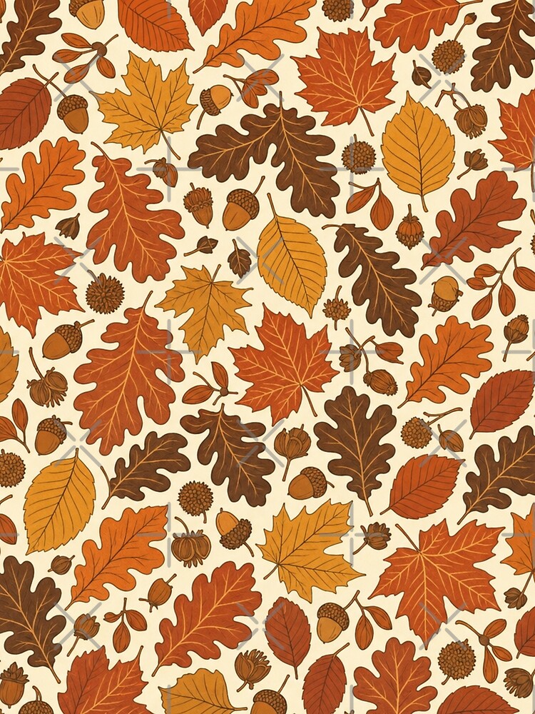 Pressed Autumn Leaves Seamless Pattern | Autumn Aesthetic Repeat Design by StickyGuys