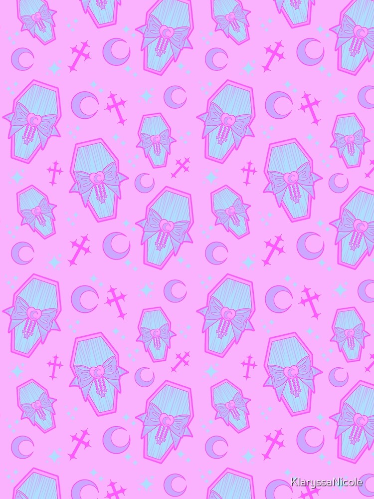 Pastel Blue Coffins With Bows, Moons, Star, and Crosses by KlaryssaNicole