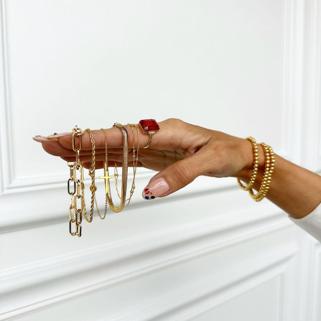 Gold Sideways Cross Bracelet