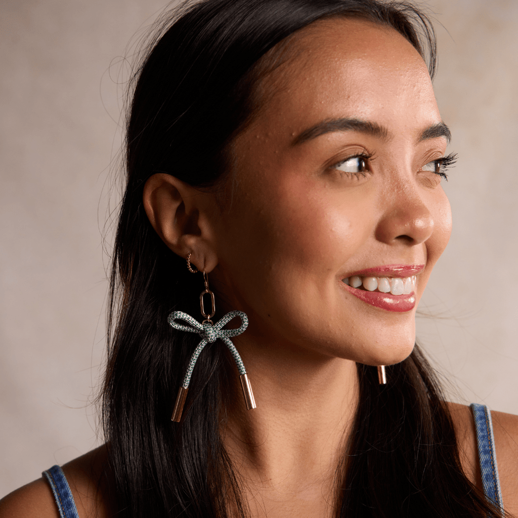 Green & White Simone Cord Earring