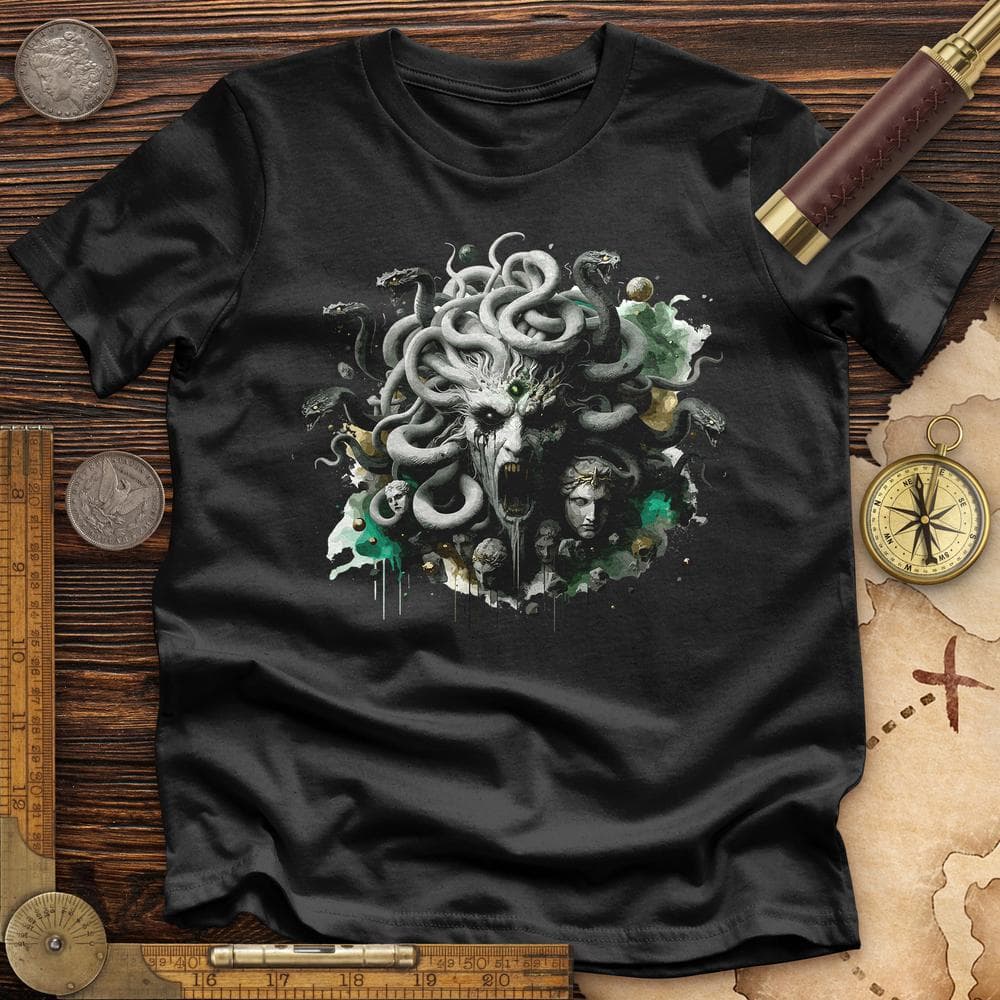 Haunting Medusa With Snake Premium QualityTee