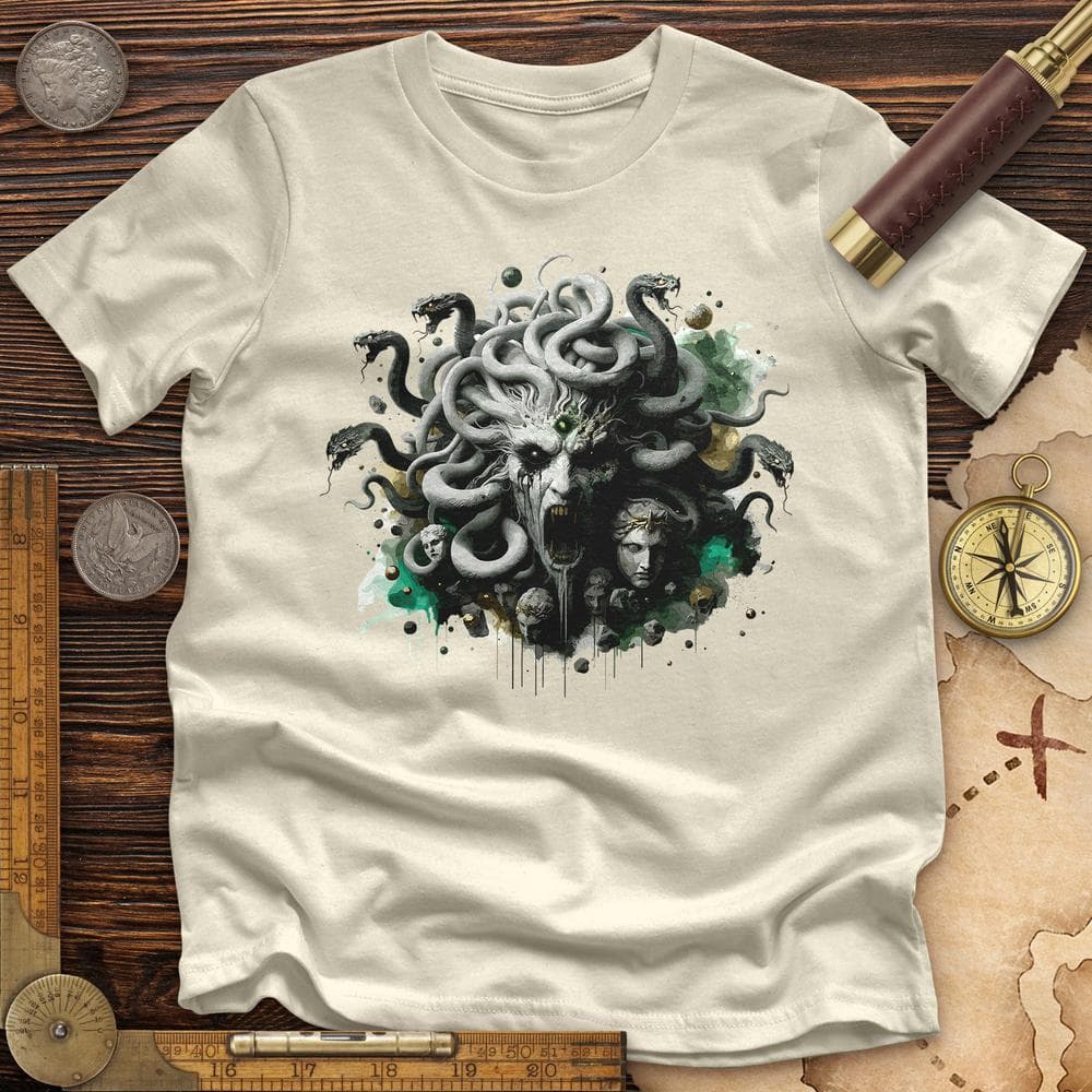 Haunting Medusa With Snake Premium QualityTee