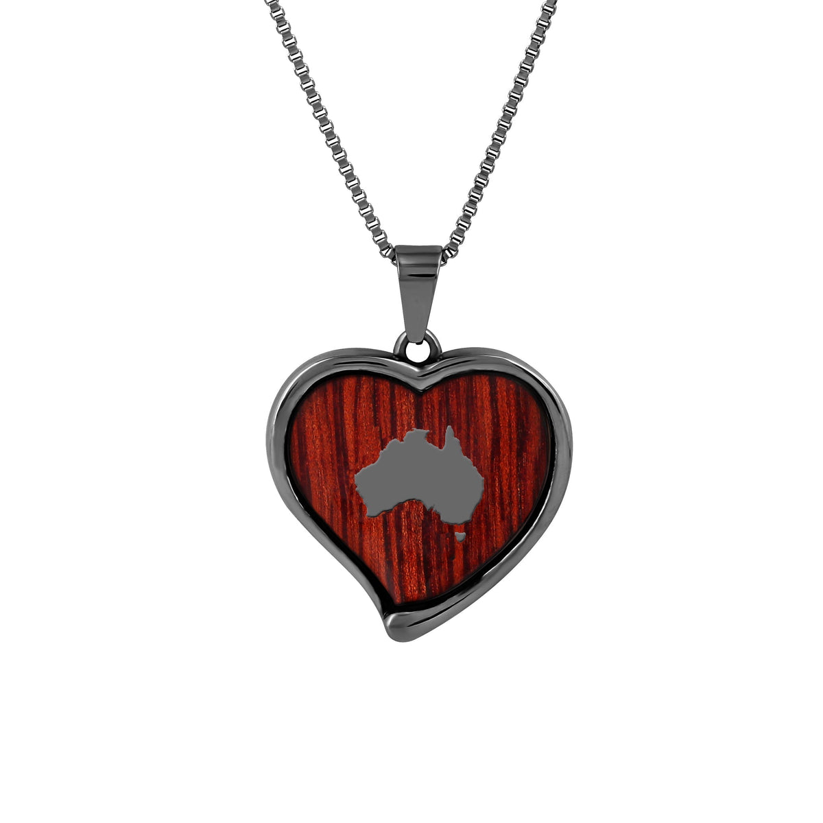 Jarrah Heart Necklace - Gunmetal