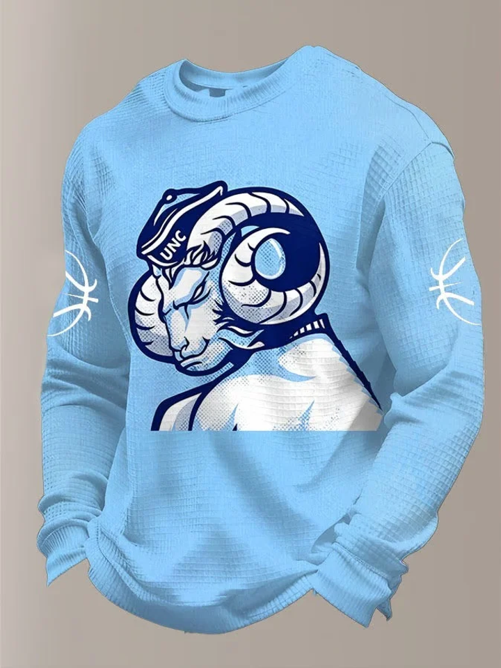 North Carolina Tar Heels Waffle Sweatshirt Basketball Game Day Fashion Gifts For Men