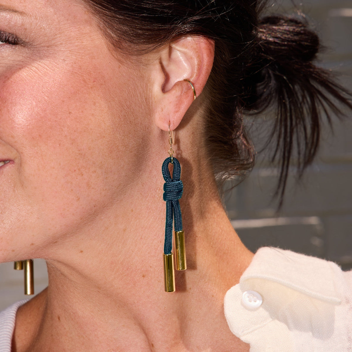 Navy Denver Cord Earring