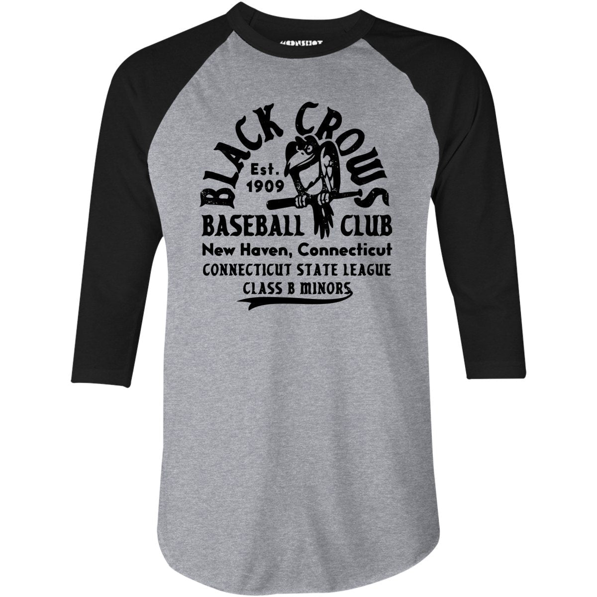 New Haven Black Crows - Connecticut - Vintage Defunct Baseball Teams - 3/4 Sleeve Raglan