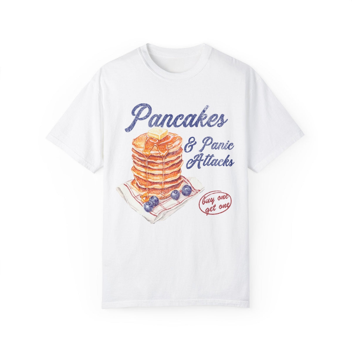 Pancakes & Panic Attacks Funny Retro Graphic Tee
