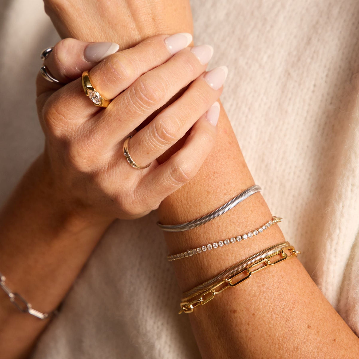 Silver Herringbone Bracelet