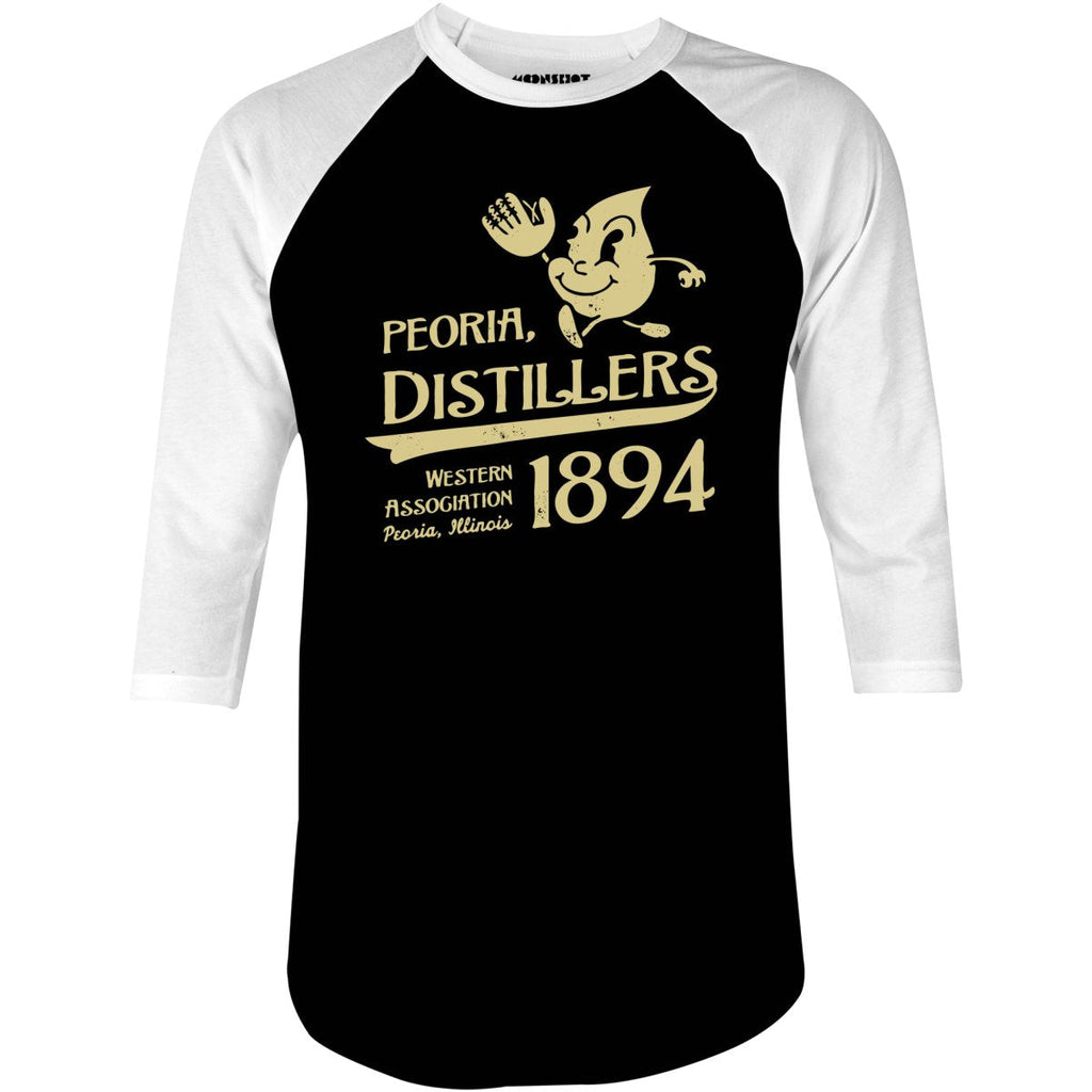 Peoria Distillers - Illinois - Vintage Defunct Baseball Teams - 3/4 Sleeve Raglan
