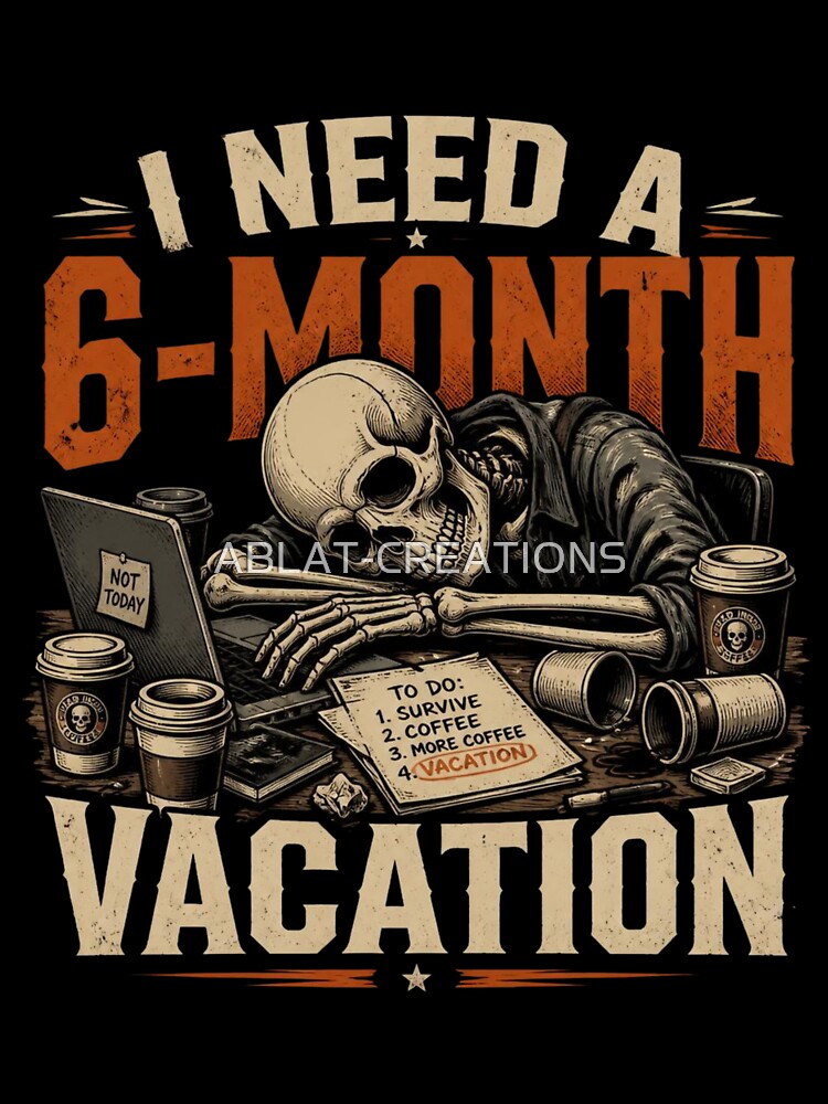 I Need a 6-Month Vacation – Funny Skeleton Quote by ABLAT-CREATIONS