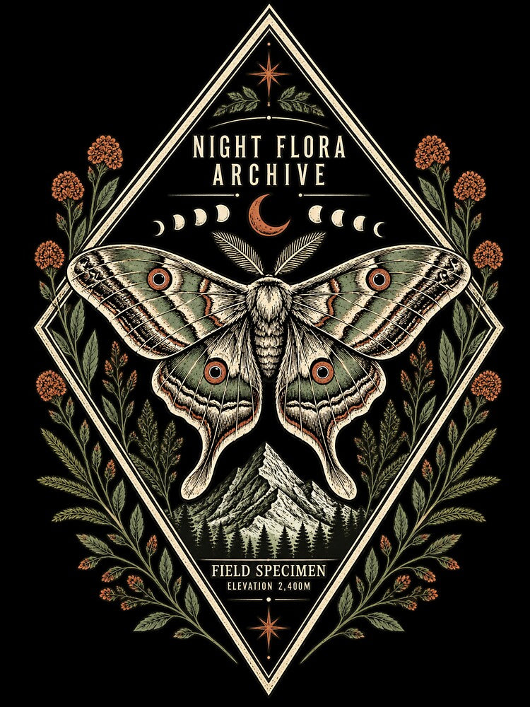 Vintage Moth Botanical Night Archive by Trendi Kloset