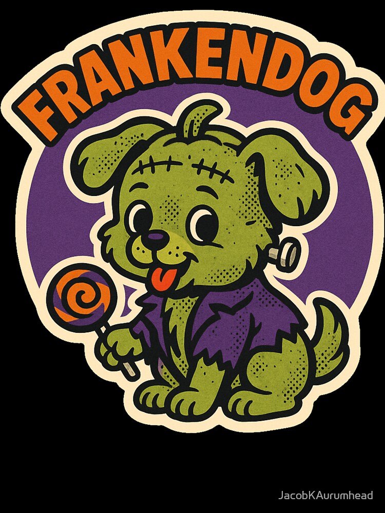 Retro Halloween Pets – Cute Halloween Dog Frankendog Frankenstein Comic Art by JacobKAurumhead