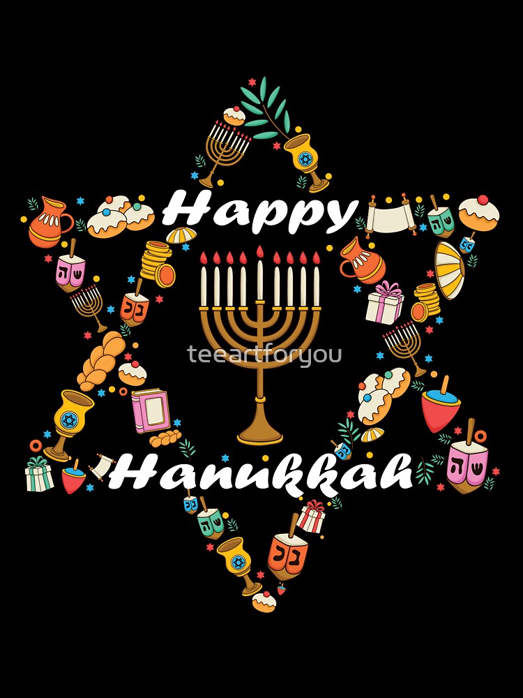 happy hanukkah chanoeka jewish holiday star of david by teeartforyou